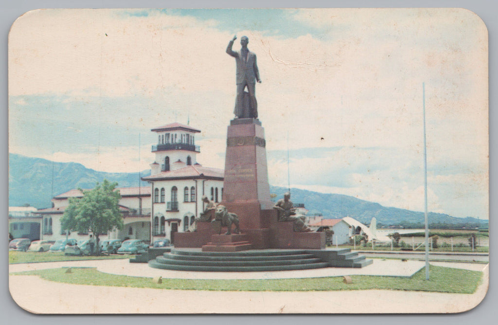 Leon Cortes Castro Monument, Costa Rica, Vintage Post Card.