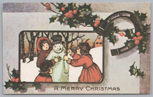 An Old Christmas Card Sent For The Holidays, Vintage Post Card.