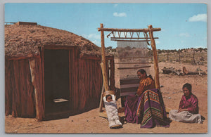 Navajo Indians, Rug Weaving, Northern Arizona, Vintage Post Card.