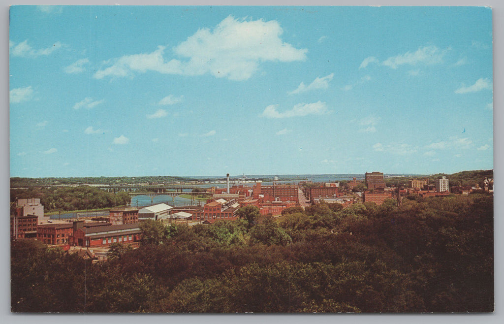 Aerial View Of The Skyline, Moline, Illinois, USA, Vintage Post Card.