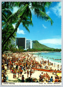 Canoe Racing, 4th Of July, Hawaii, Vintage Post Card