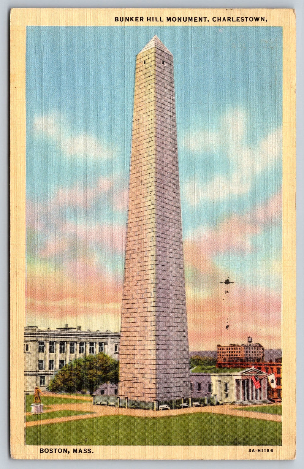 Bunker Hill Monument, Charlestown, Massachusetts, USA, Vintage Post Card