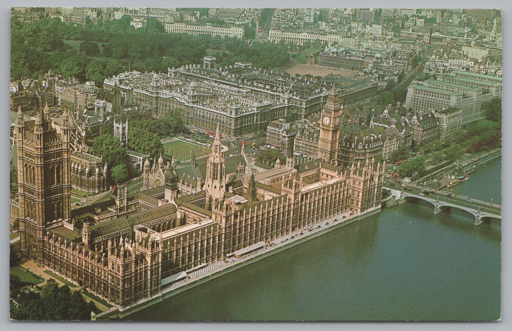 Aerial View Houses of Parliament, Big Ben, Westminster Abbey, Whitehall, London, PC