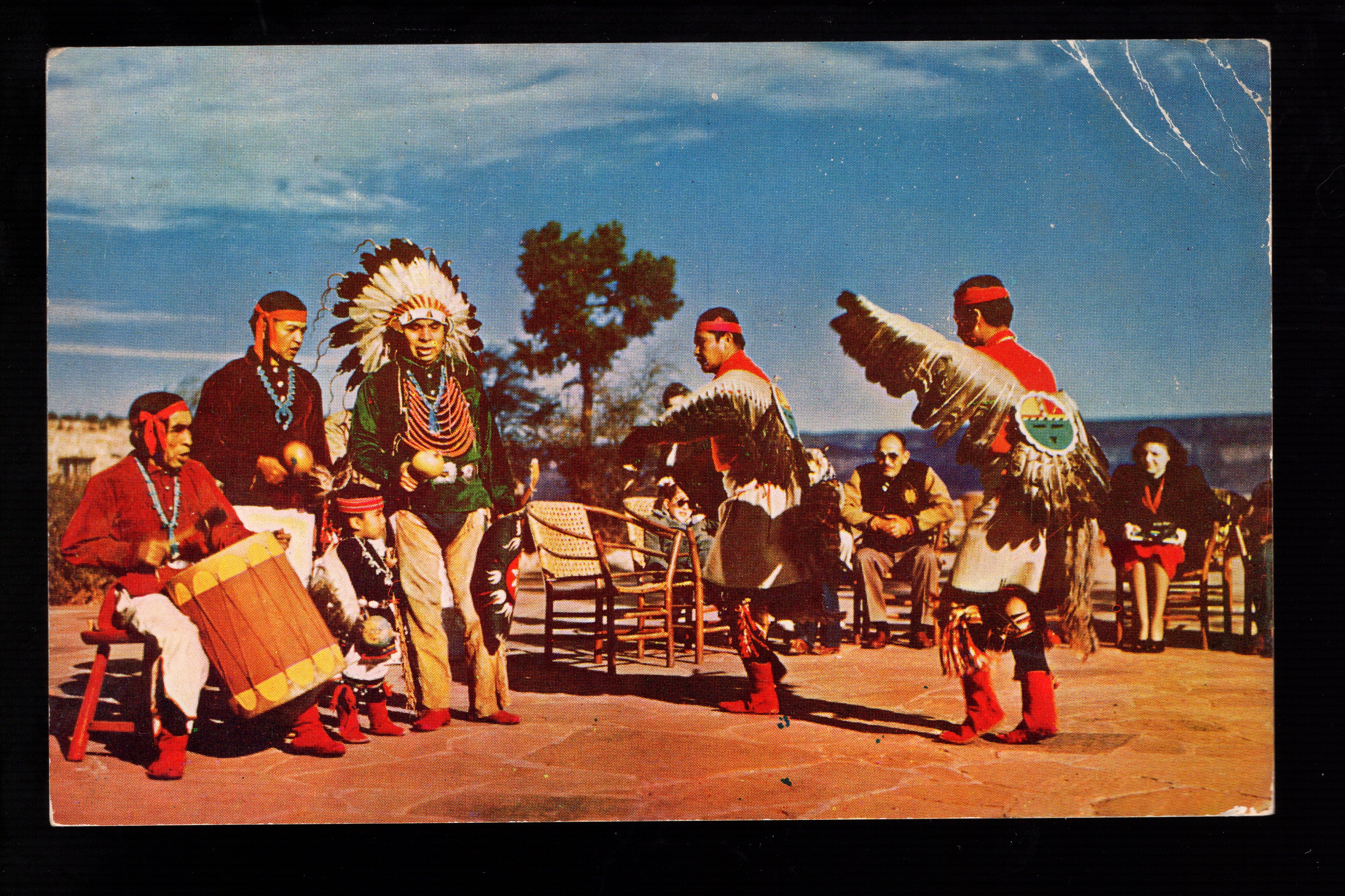 Hopi Indian Dancers, Grand Canyon, Arizona, Vintage Post Card