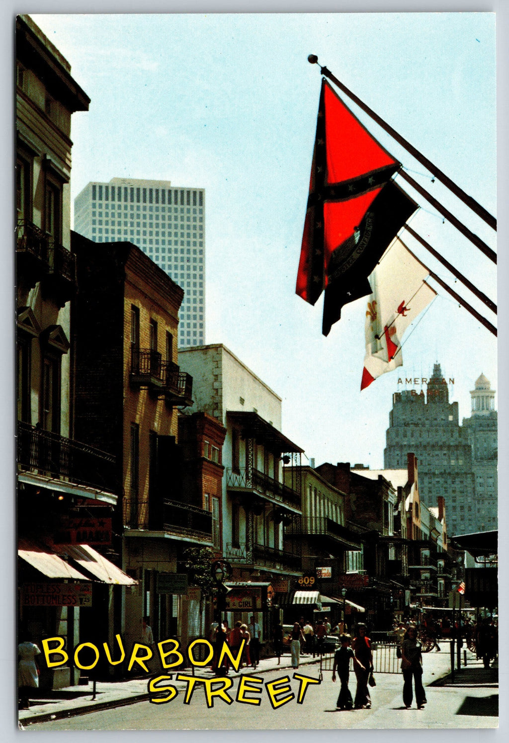 Bourbon Street, New Orleans, Vintage Post Card
