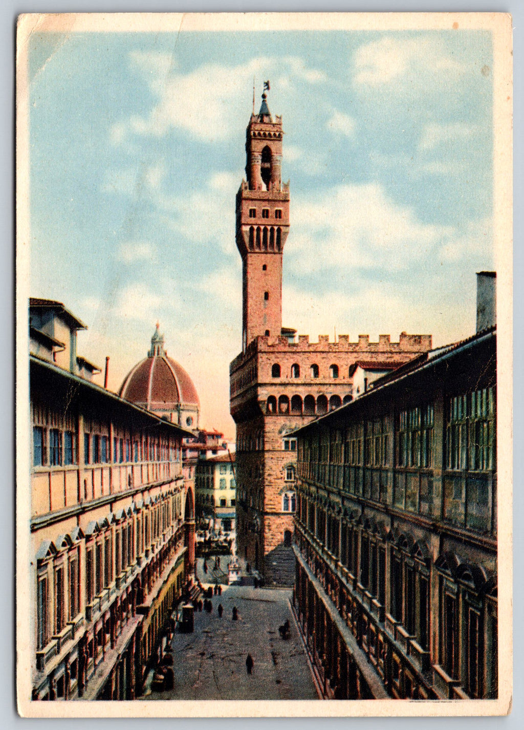 Firenze, Plaza Vecchio Portique Office, Vintage Post Card