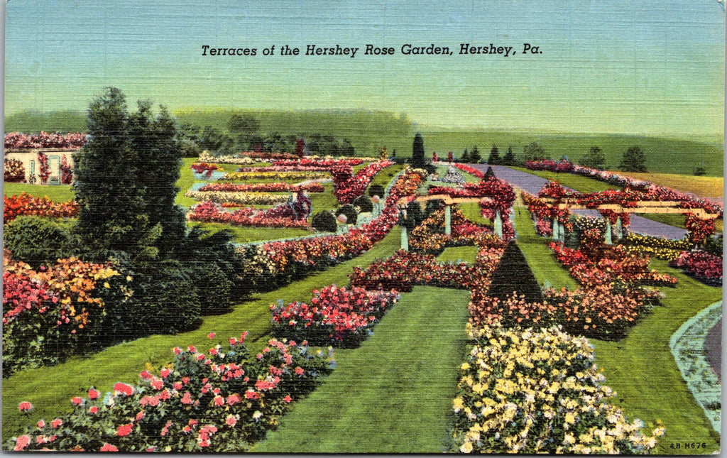 Terrace, Hershey Gardens, Hershey Pennsylvania,Vintage Post Card
