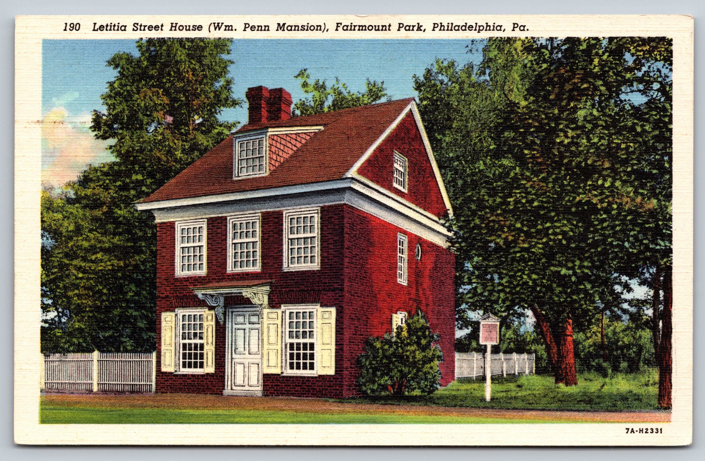 Letitia Street House, Fairmount Park, Philadelphia, Pennsylvania, USA, VTG PC