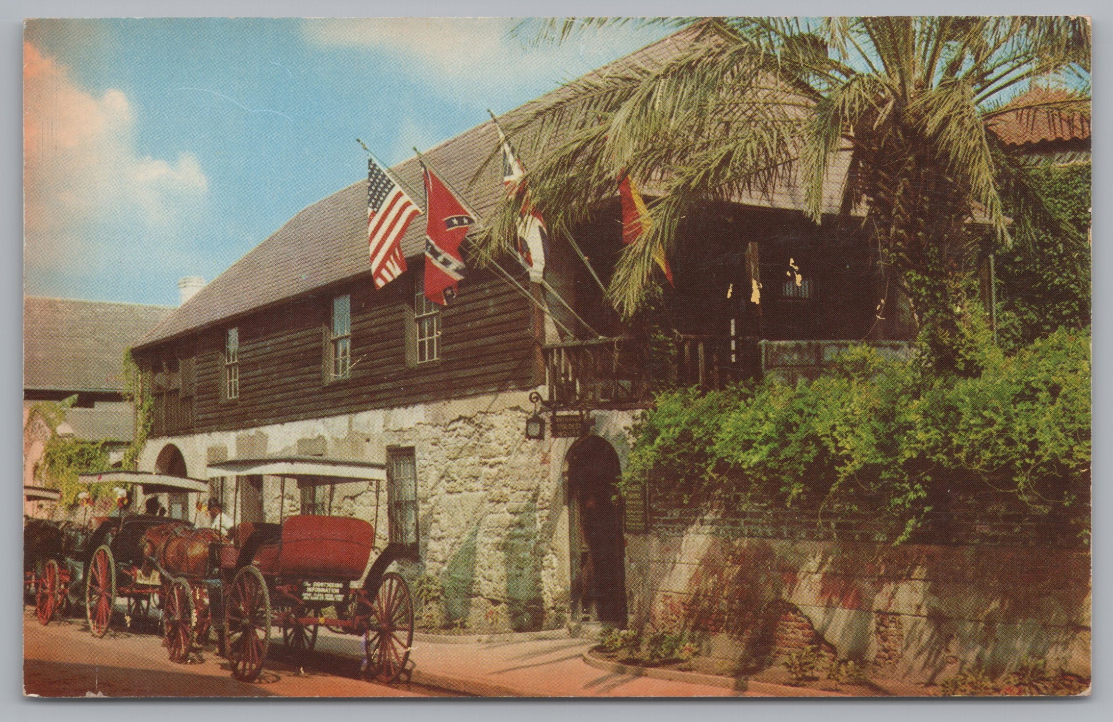 Oldest House, St. Francis Street, St. Augustine, Florida, Vintage Post Card.