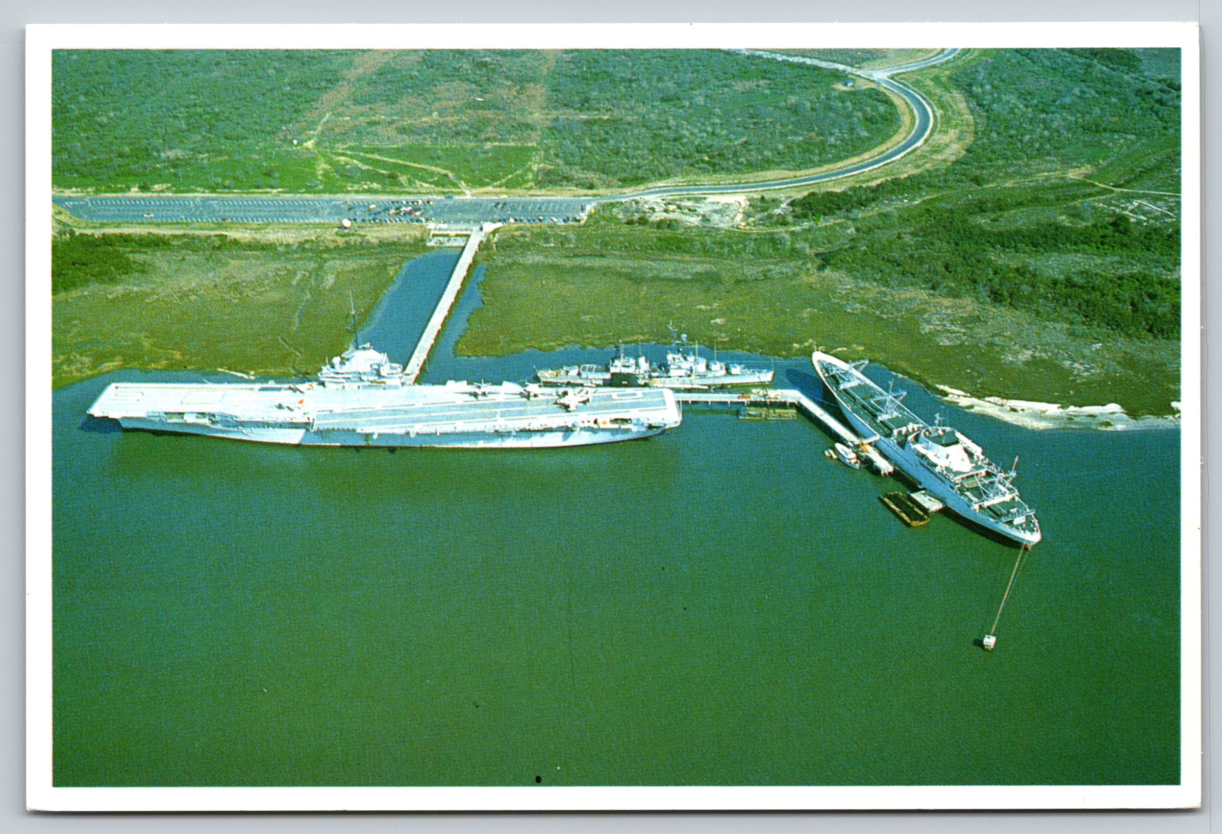 Aerial View, The Ships Of Patriots Port, Vintage Post Card