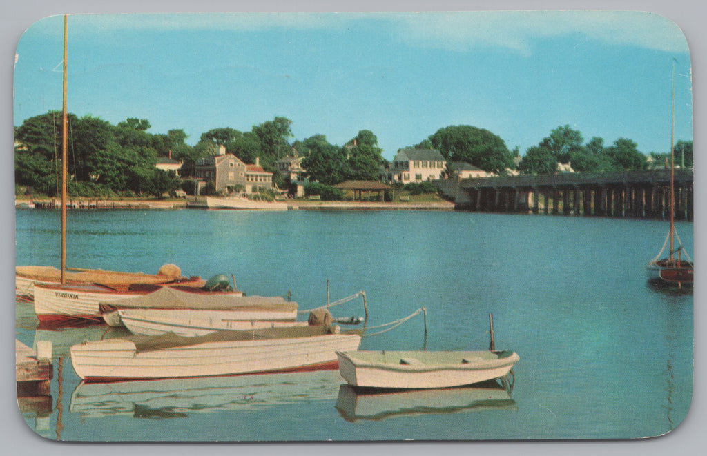 A Scene Of Bass River, Cape Cod, Massachusetts, USA, Vintage Post Card.