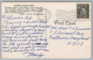 Boothbay Harbor, Capitol Island, Maine, USA, Vintage Post Card.