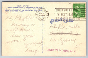 South Station, Boston, Massachusetts, USA, Vintage Post Card