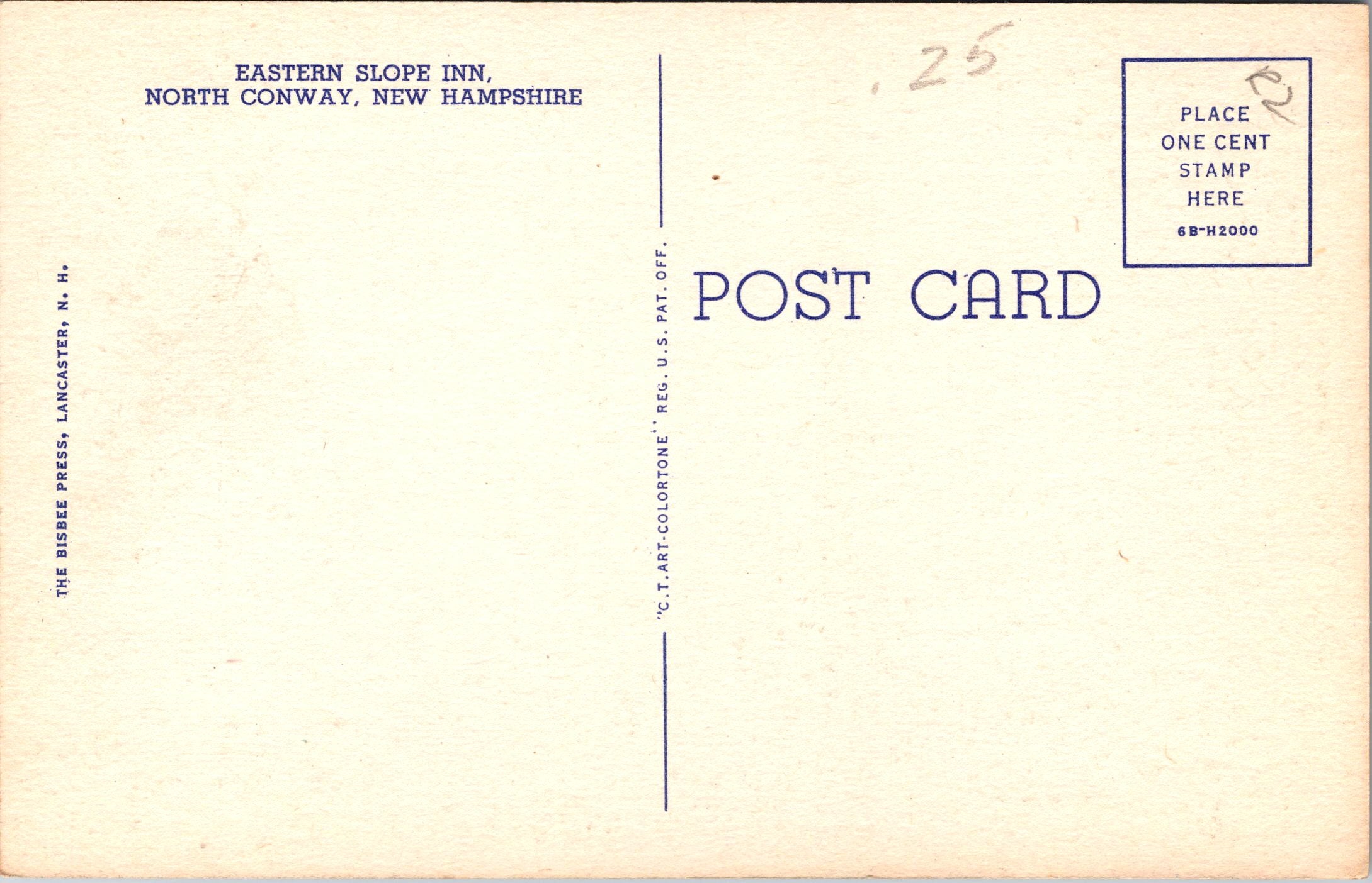 Eastern Slope Inn, North Conway, New Hampshire, USA, Vintage Post Card