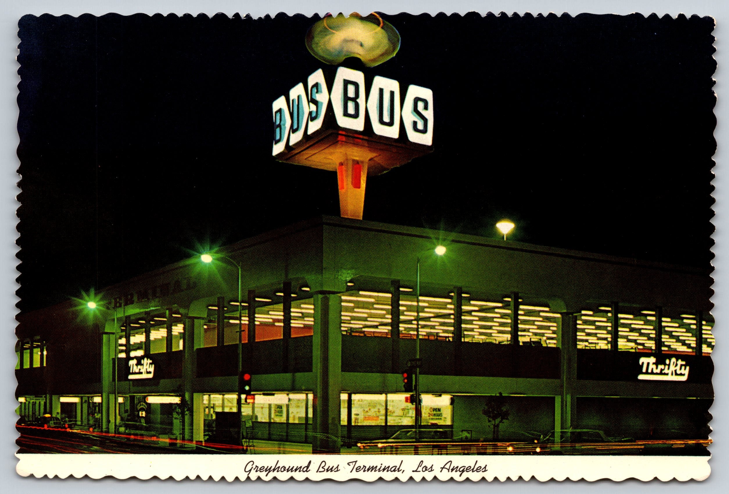 Greyhound Bus Terminal, Los Angeles, California, Vintage Post Card