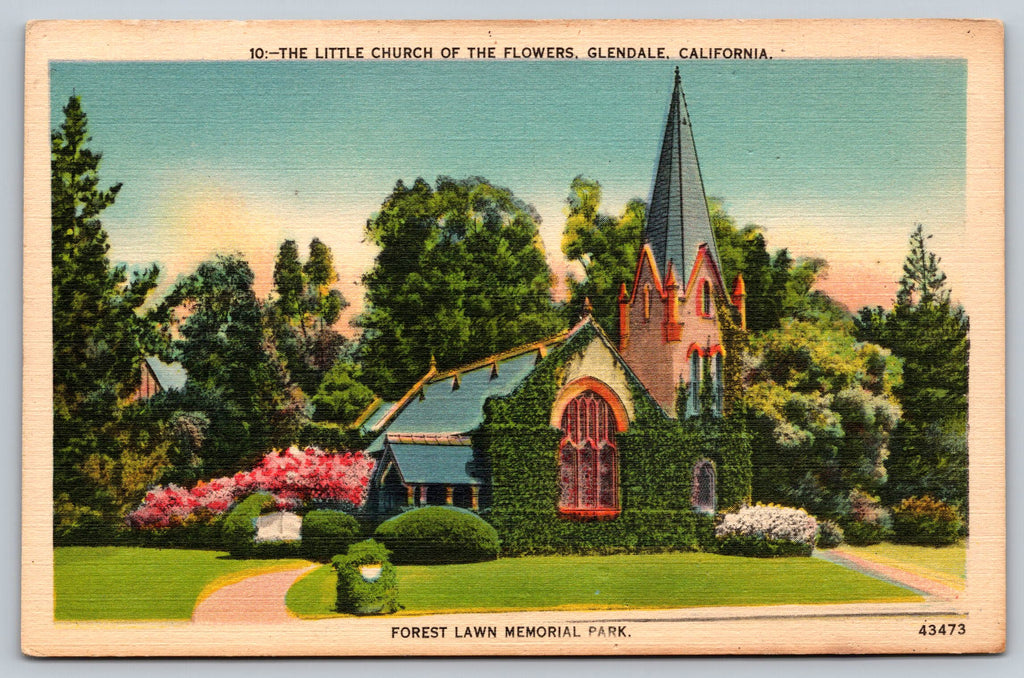 Little Church Of The Flowers, Glendale, California, Vintage Post Card