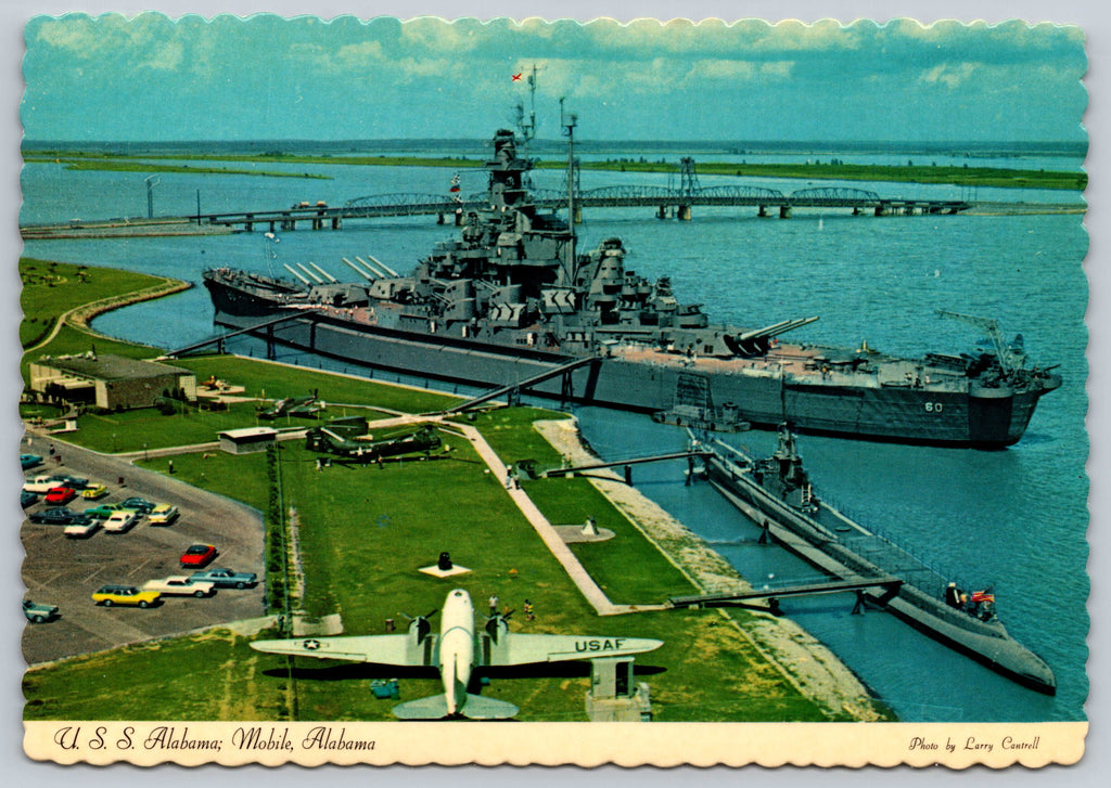 USS Alabama, Mobile, Alabama, Vintage Post Card