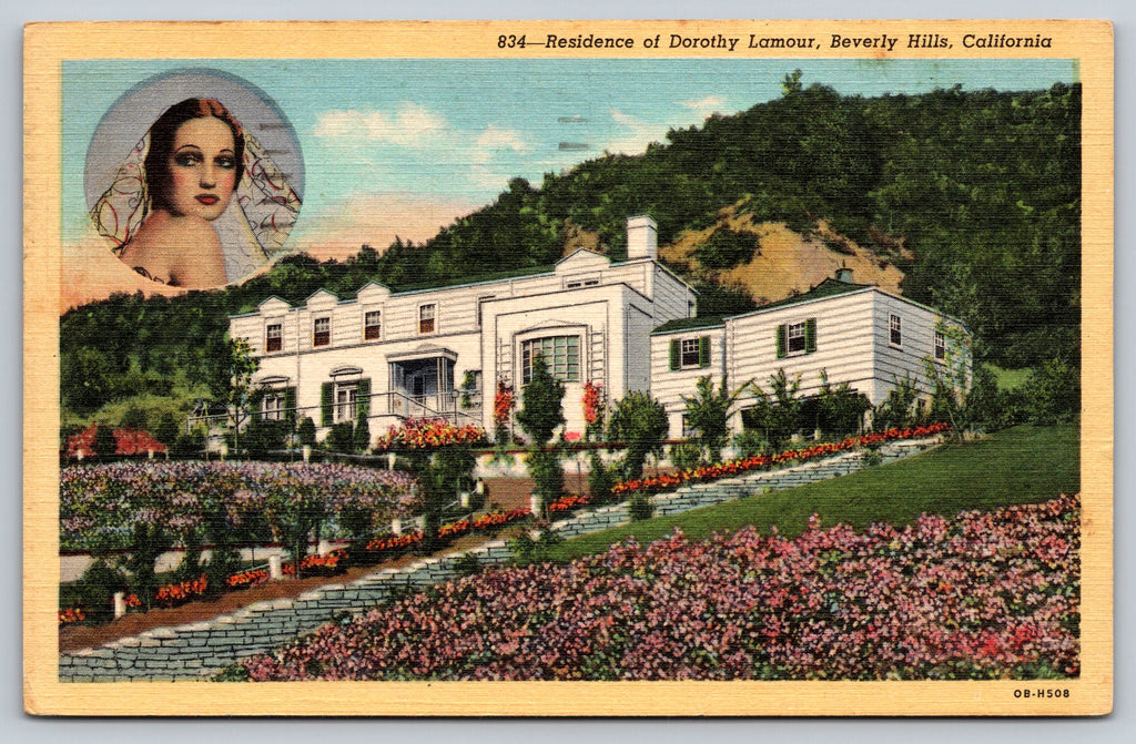 Residence Of Dorothy Lamour, Beverly Hills, California, USA, Vintage Post Card