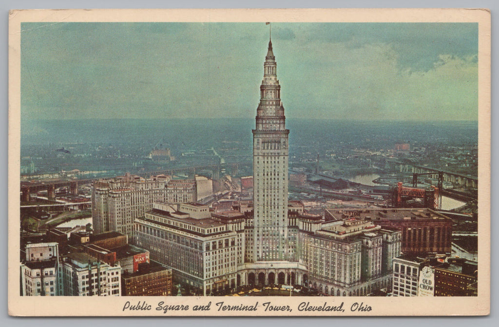 Public Square And Terminal Tower, Cleveland, Ohio, Vintage Post Card.