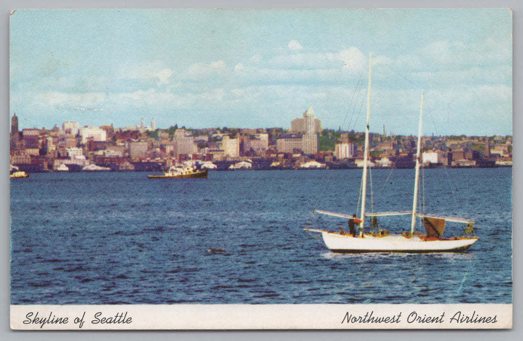 Seattle Skyline, Booming Bustling Port, Gateway Alaska,  Vintage PC