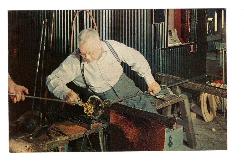 Making of Steuben Glass, New York, Vintage Post Card.