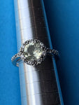 Vintage 925 Sterling Silver Halo Crystal Ring Size 7 1/4 Signed