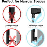 3-Prong Straight to 90 Degree Angled Plug Replacement Power Cord 15 Ft, Heatproof Flexible Durab