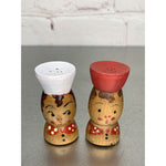 Vintage Wood Chef Salt & Pepper Shakers Japan Mini