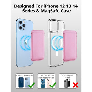 Magnetic Card Wallet Holder w/MagSafe for iPhone 15, 14, 13,Max/Plus/Pro-Pink