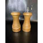Vintage Wooden Salt Shaker & Pepper Mill Grinder Set 5” Tall MCM