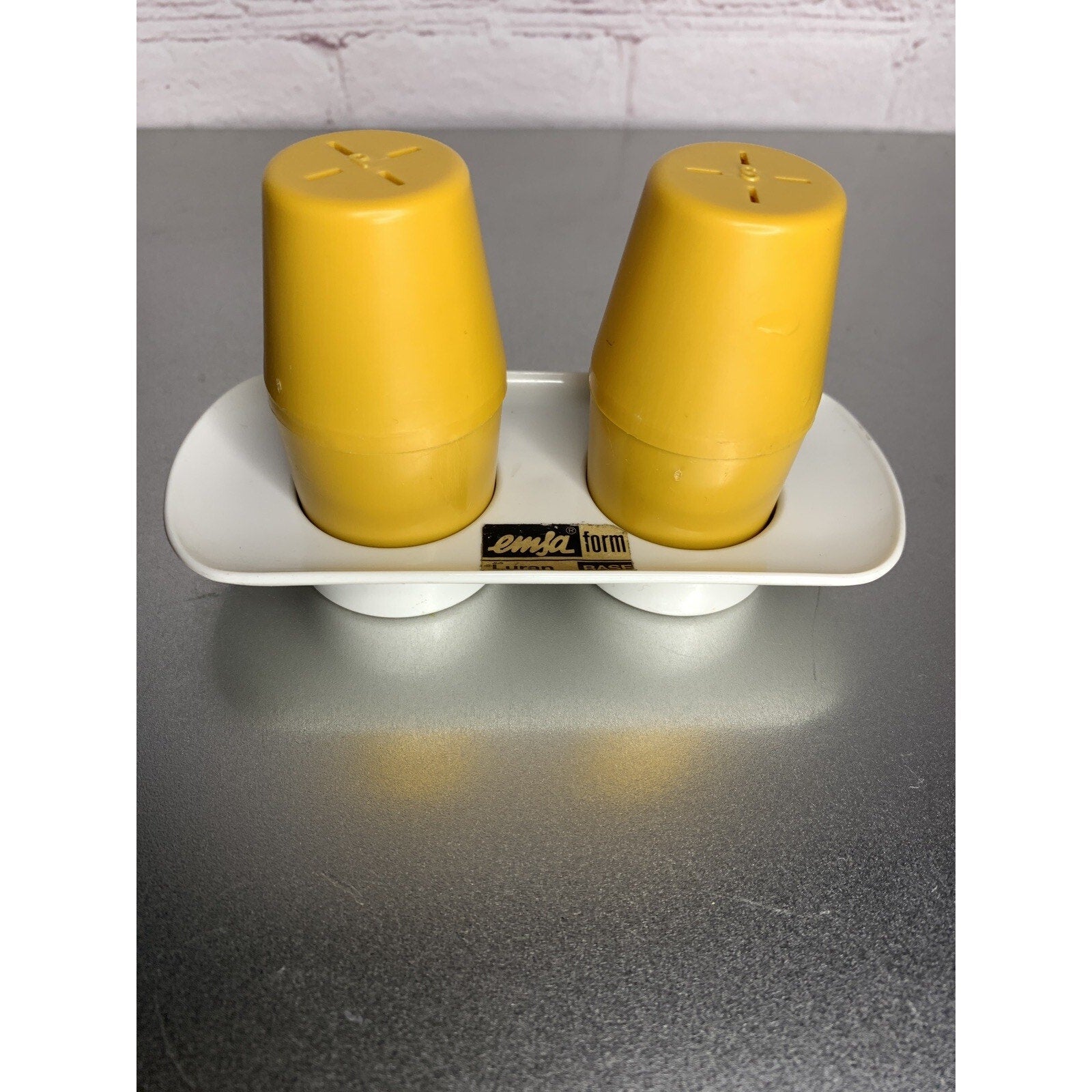 Vintage MCM Plastic Salt & Pepper Shakers Mustard Yellow Luran W. Germany