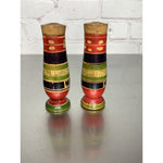 Vintage Wood Mexico Salt & Pepper Shakers Round Stripe Design
