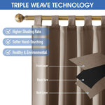 Tan Tab Top Outdoor Curtains Thermal Insulated Patio Waterproof Drapes