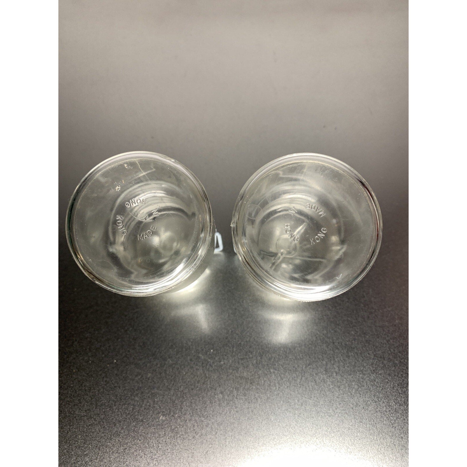 Vintage Wire Bale Clear Plastic Canister Salt & Pepper Shakers Hong Kong