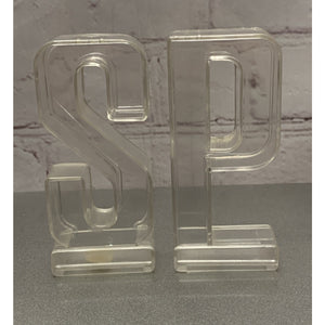 Vintage Letters S and P Clear Plastic Salt & Pepper Shakers Retro Hong Kong