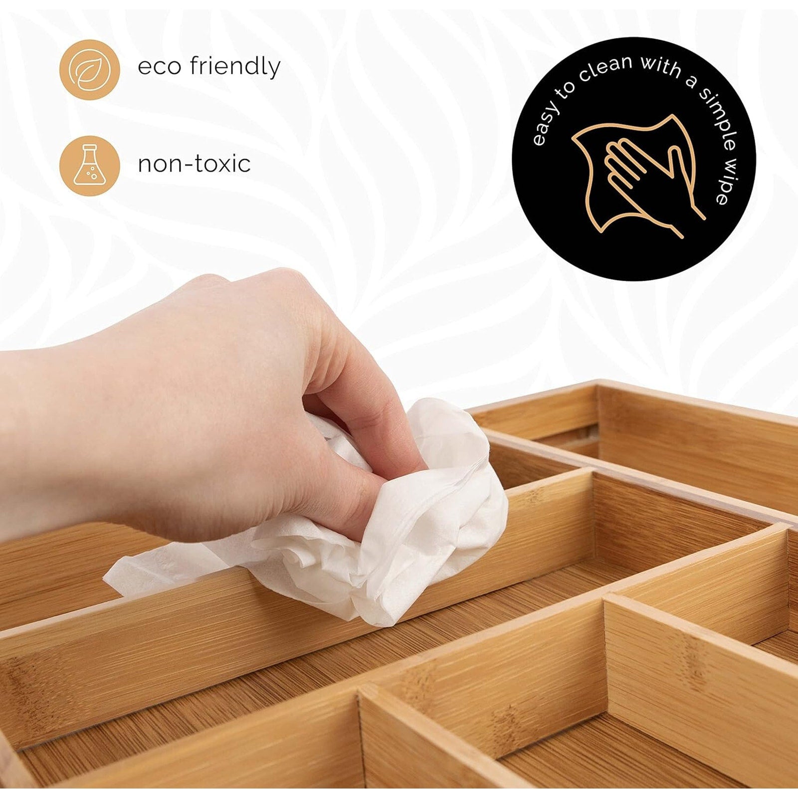 Expandable Bamboo Kitchen Drawer Organizer - Adjusts to Fit, Durable Bamboo