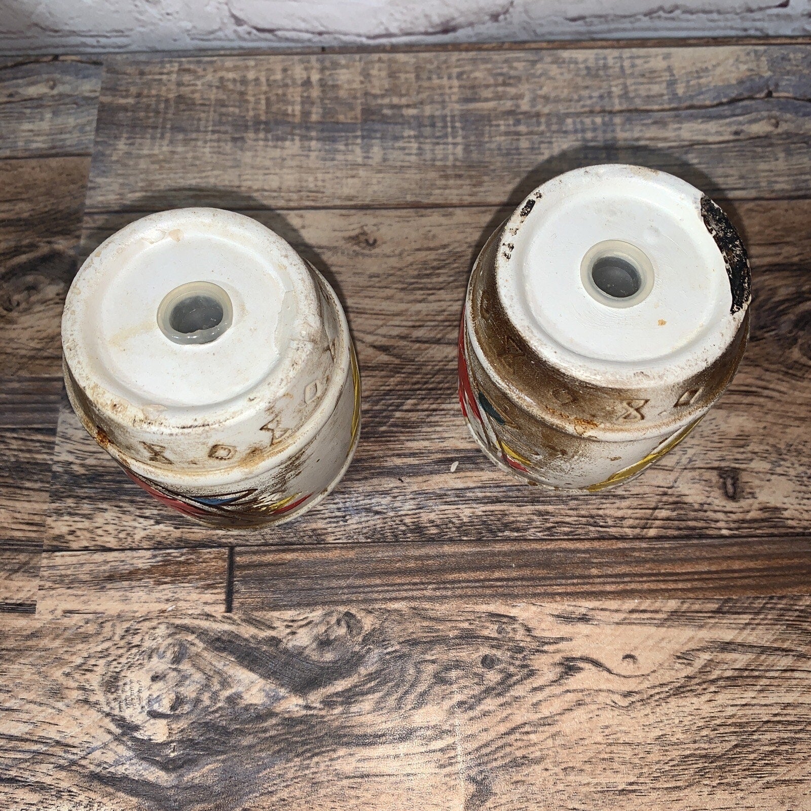 Vintage Large Ceramic Drum Salt & Pepper Shakers Native American (A)