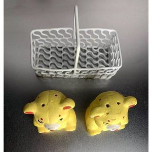 Vintage Teddy Bears in Basket Caddy Salt & Pepper Shakers Ceramic