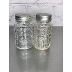 Vintage Clear Glass Salt & Pepper Shakers Waffle Design
