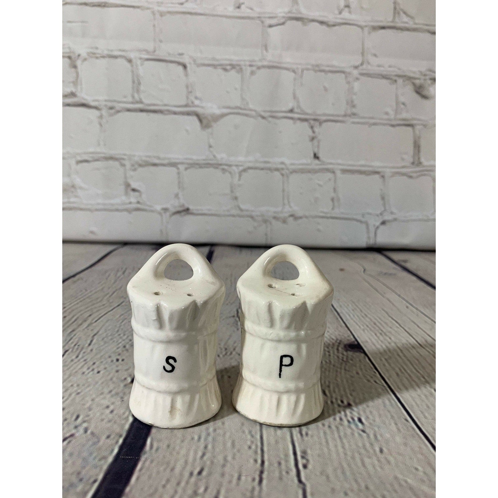 Vintage Ceramic Bale of Hay Salt & Pepper Shakers-Occupied Japan 1945-1952