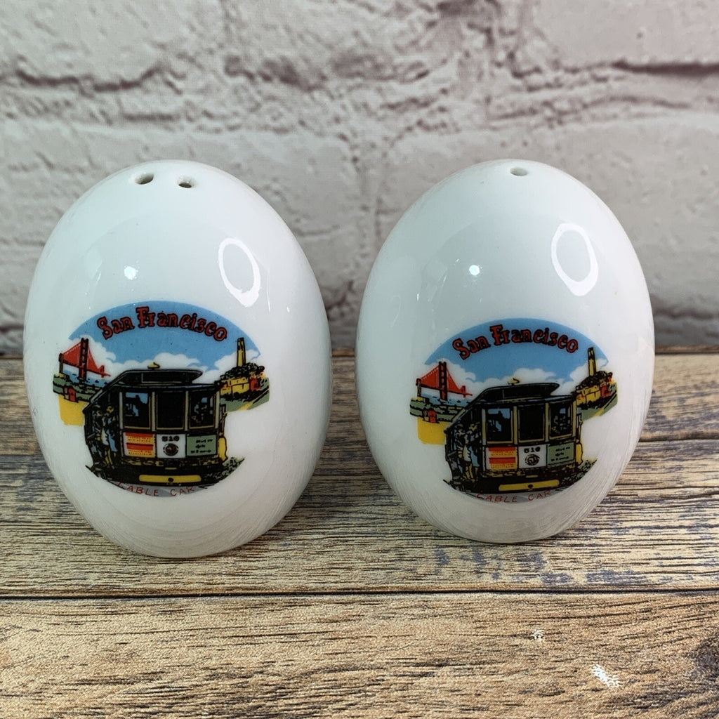 Vintage San Francisco California Egg Shape Salt & Pepper Shakers