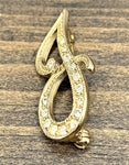 Vintage Gold Tone Rhinestone J Brooch/Pin Jewelry