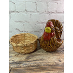 Ceramic Chicken Hen In Basket Salt Pepper Shaker Napkin Holder Brown Giftco