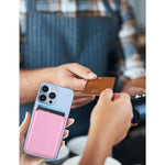 Magnetic Card Wallet Holder w/MagSafe for iPhone 15, 14, 13,Max/Plus/Pro-Pink