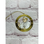Vintage Pope John Paul II Gold Metal Christmas Ornament 2.5"