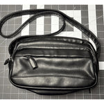 Black Faux Leather Multi Pocket Shoulder Strap Hangbag Purse