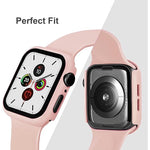 Sport Silicone Band and Case with Screen Protector for Apple Watch Series 9, 8, 7, 6, SE, 5, 4