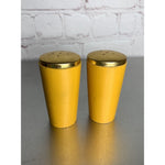 Vintage Wood Yellow Battle of Horseshoe Bend Salt & Pepper Shakers Japan 1960s