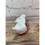 Vintage White Doves In Holly Berry Tray Salt & Pepper Shakers, Russ Berrie Co