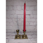 Vintage Brass Pair Candle Holders Japan Natural Patina Square Footed Base 3”h